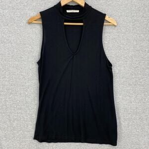 Project Social T Top Womens Medium Black Sleeveless Choker Blouse Keyhole